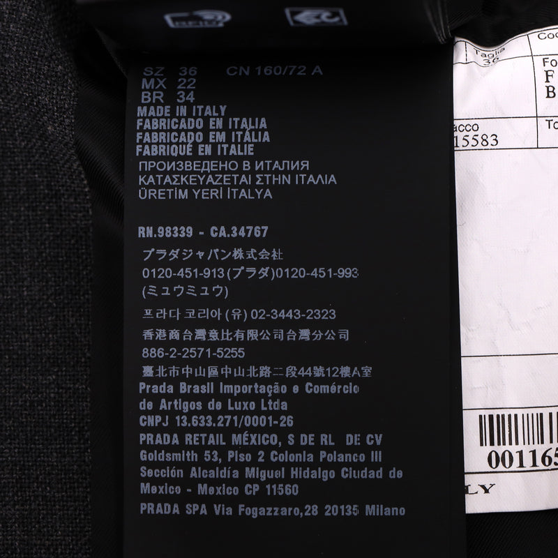 Prada Wool Hooded Gabardine Jacket With A 'Prada' Triangle Logo Pouch. Size 36IT