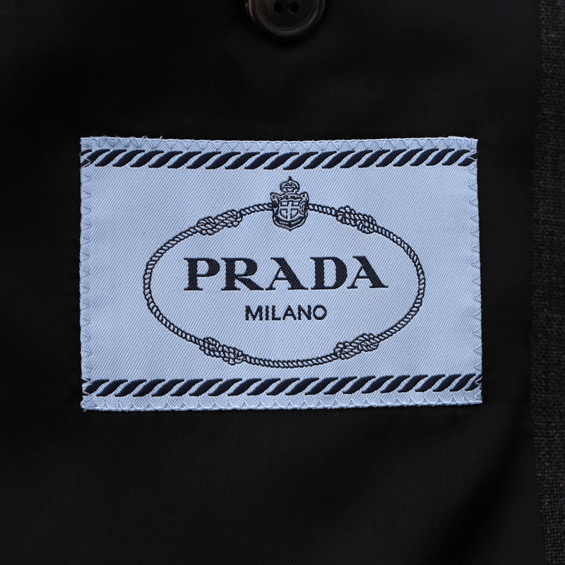 Prada Wool Hooded Gabardine Jacket With A 'Prada' Triangle Logo Pouch. Size 36IT