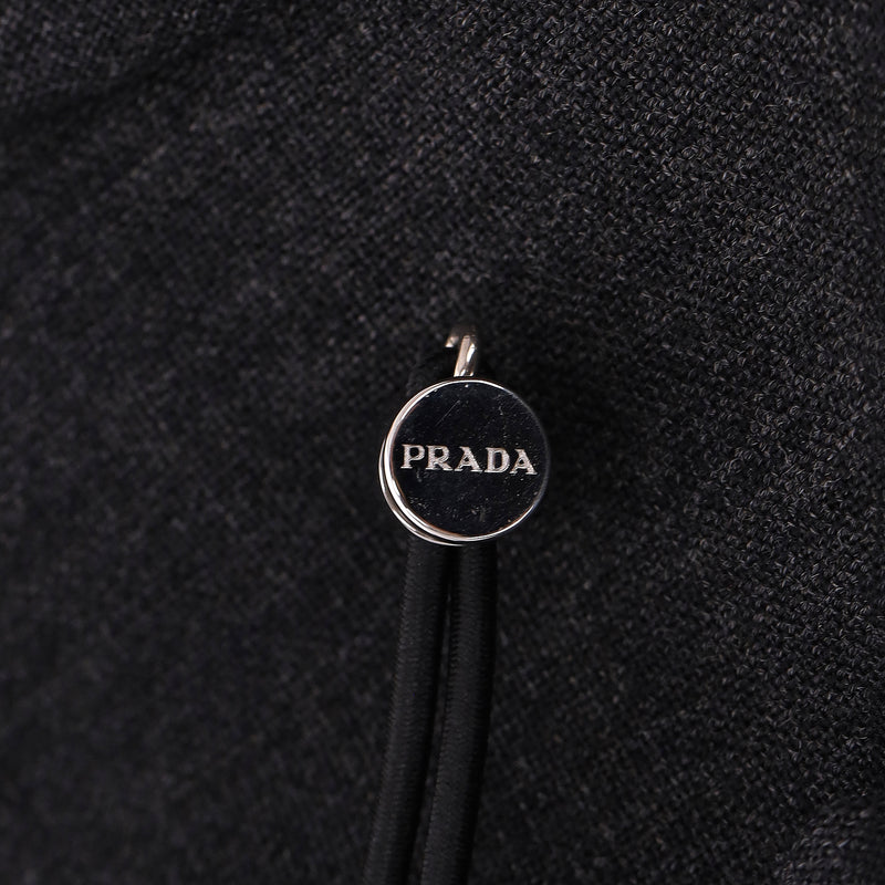 Prada Wool Hooded Gabardine Jacket With A 'Prada' Triangle Logo Pouch. Size 36IT