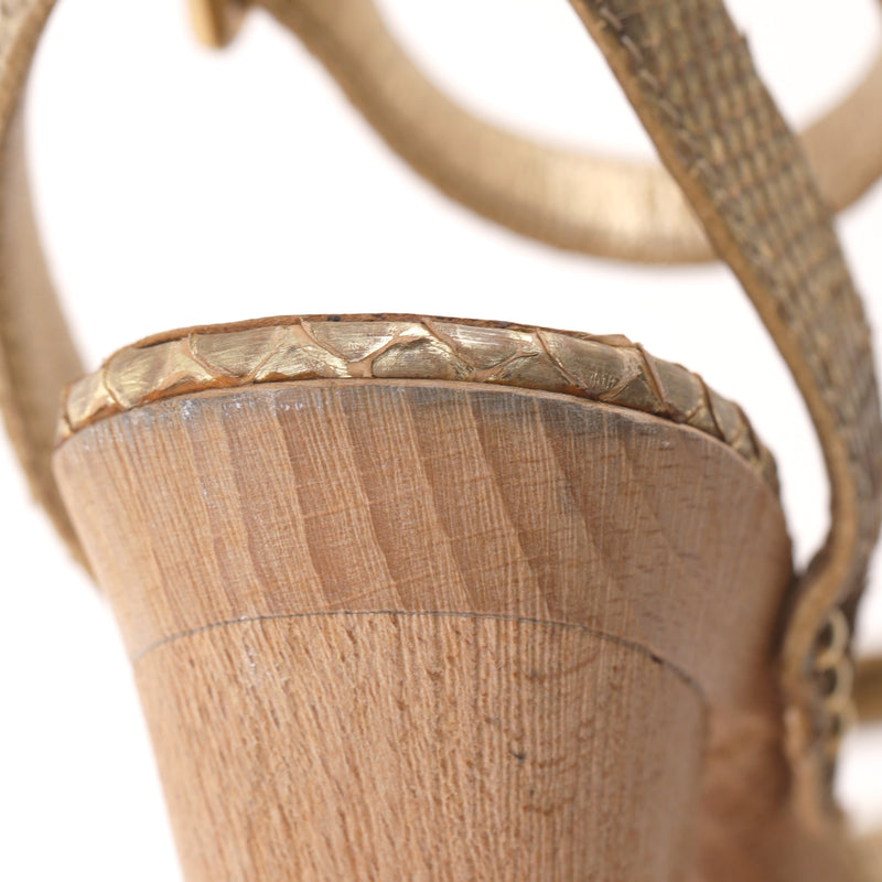 Prada Python Skin Studded Wooden Heel Clog Sandals. Size 37