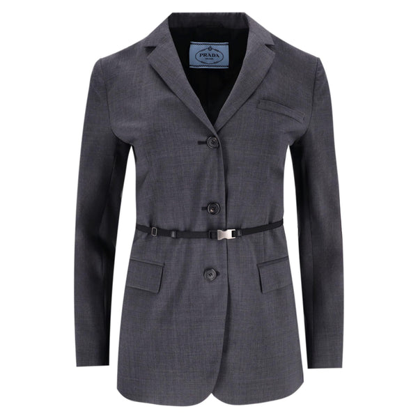 Prada Virgin Wool Gabardine Belted Blazer/Jacket. Size 40IT
