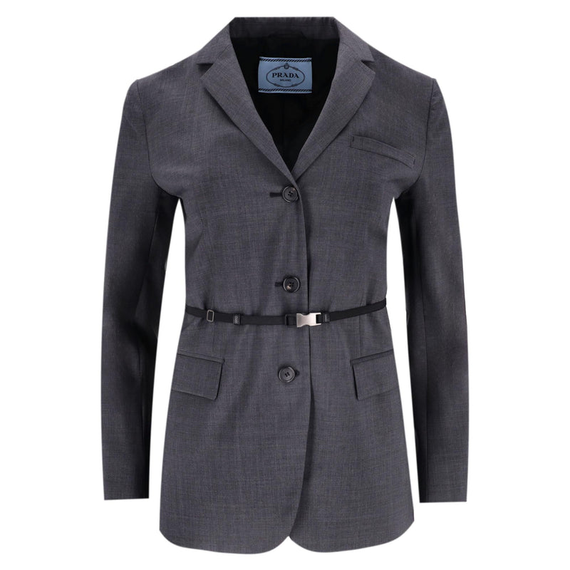 Prada Virgin Wool Gabardine Belted Blazer/Jacket. Size 40IT