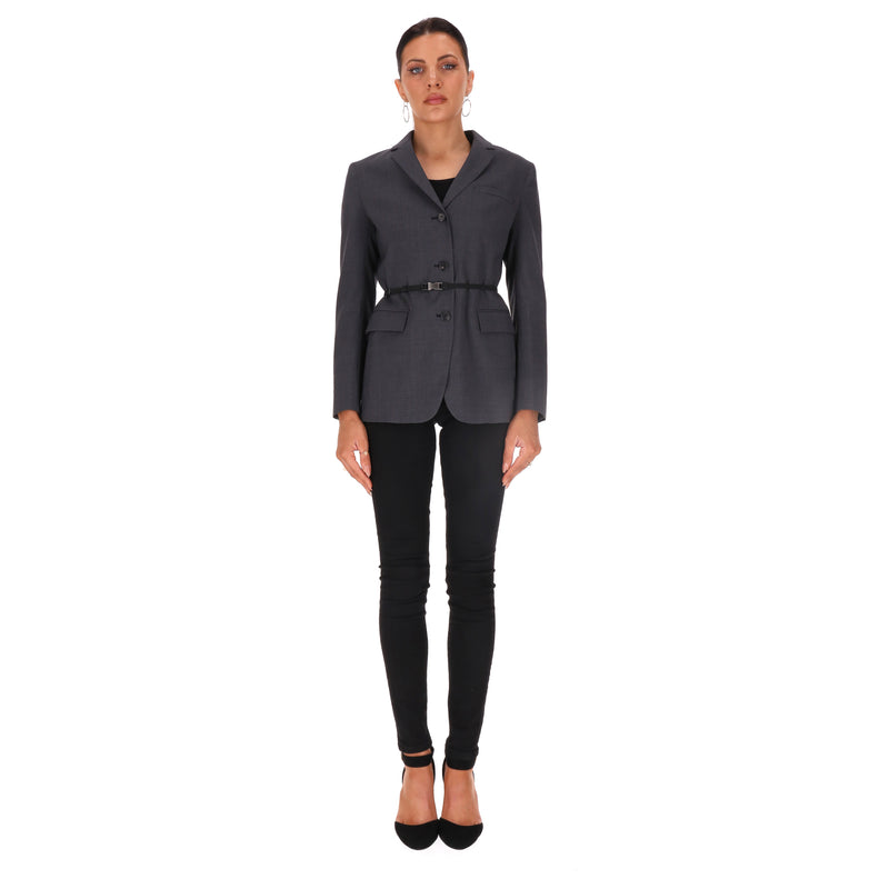 Prada Virgin Wool Gabardine Belted Blazer/Jacket. Size 40IT