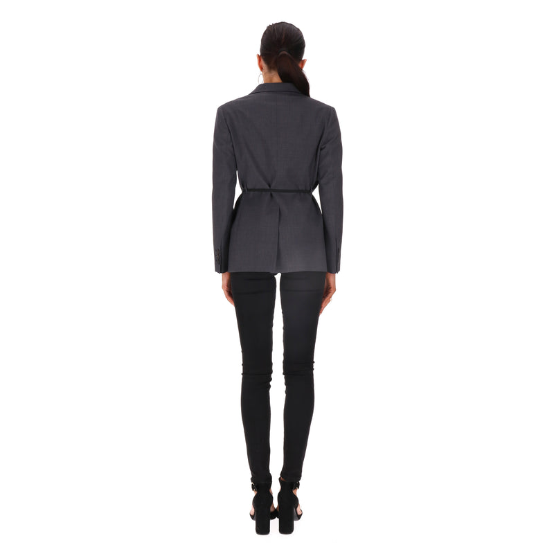 Prada Virgin Wool Gabardine Belted Blazer/Jacket. Size 40IT
