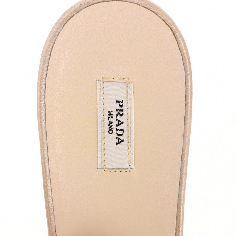 Prada Rose Detail Satin Peep-Toe Pumps. Size 39.5