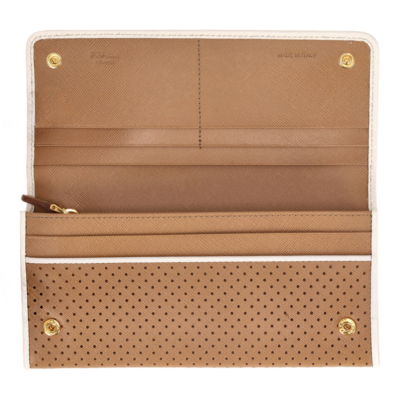 Prada Saffiano Leather Fori Continental Wallet