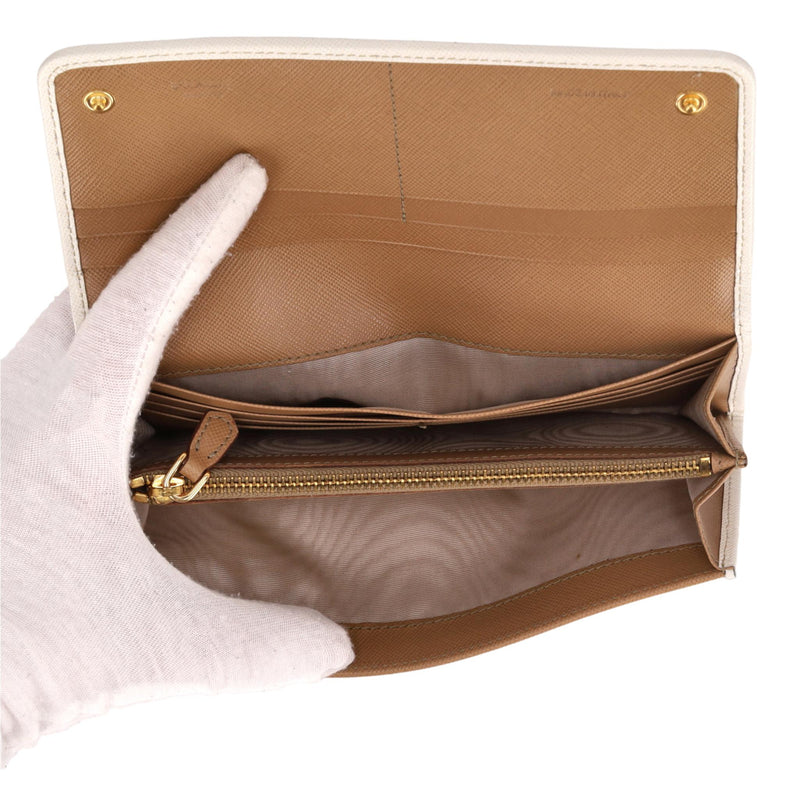 Prada Saffiano Leather Fori Continental Wallet