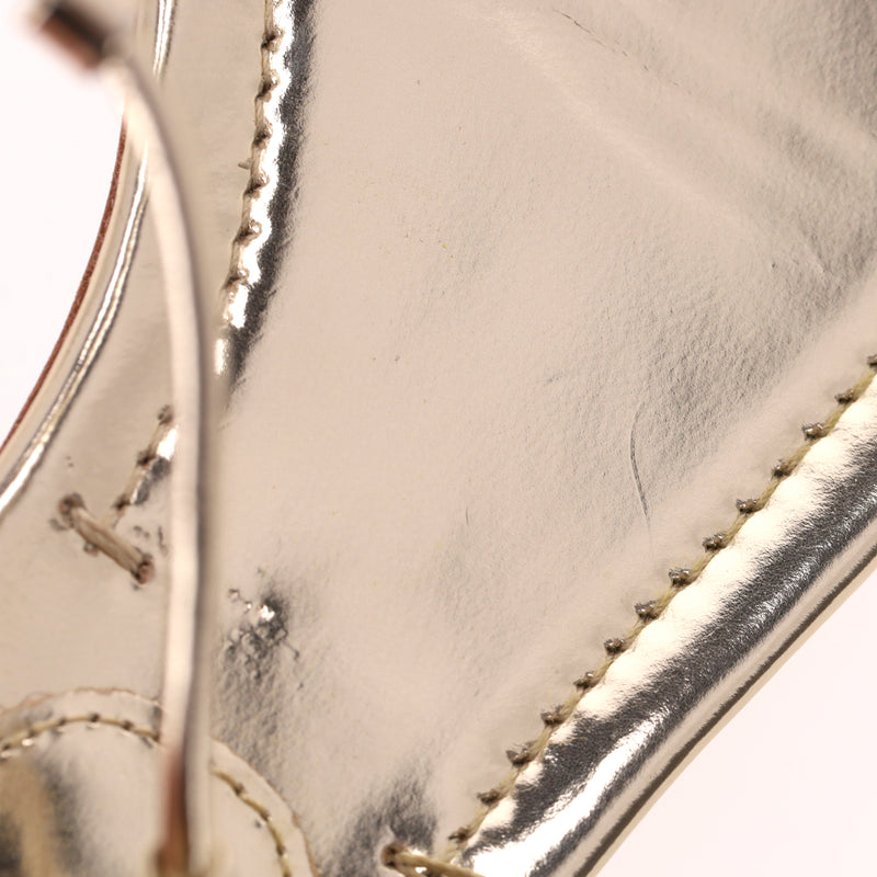 Prada Metallic Leather Thong Sandals. Size 38