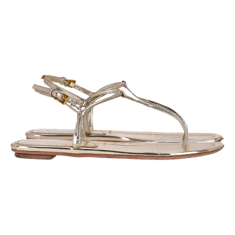 Prada Metallic Leather Thong Sandals. Size 38