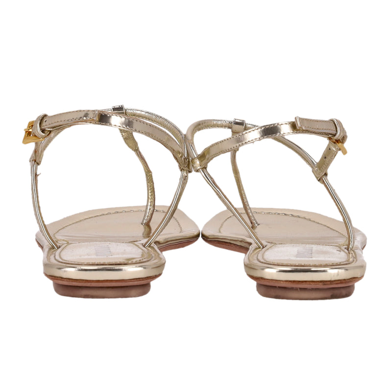 Prada Metallic Leather Thong Sandals. Size 38