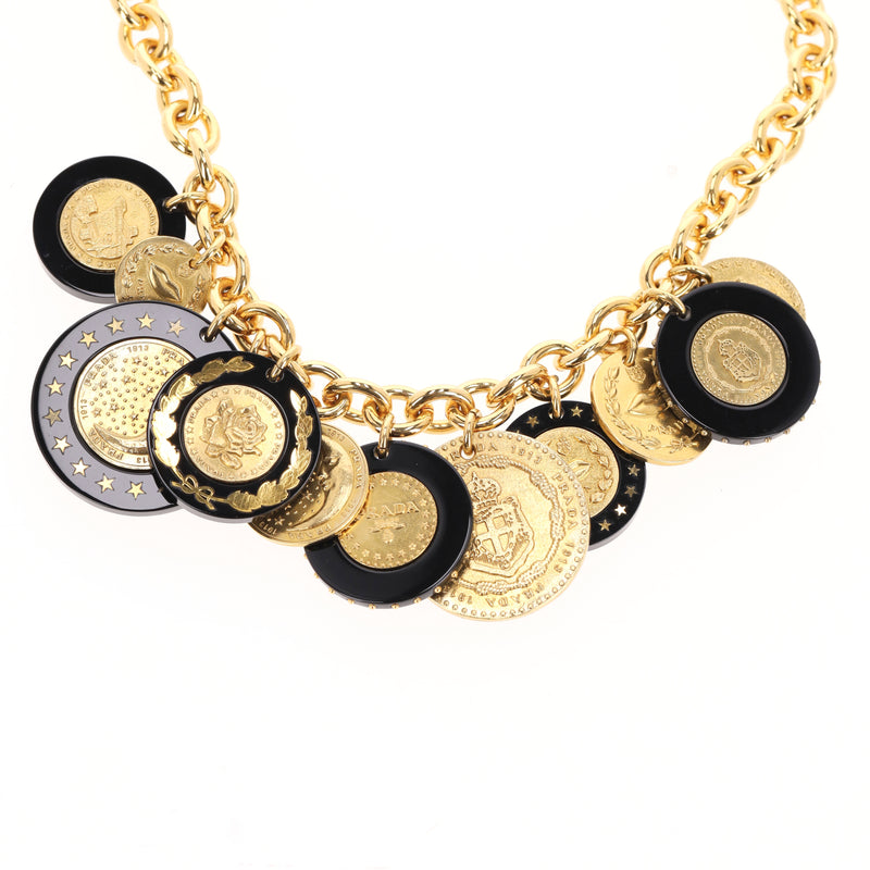 Prada Resin Medallion Chain Necklace
