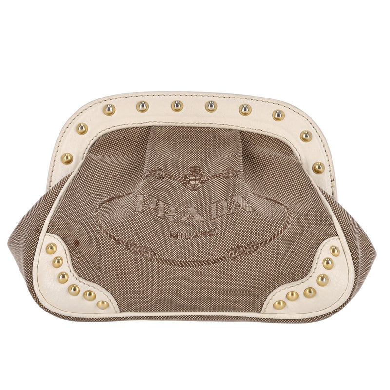 Prada Vintage Jacquard Studded Logo Clutch Bag