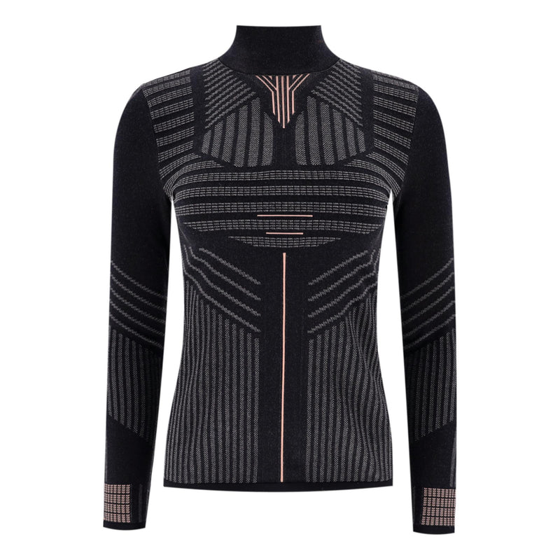 Prada Geometric-Pattern Turtleneck Fitted Top. Size 40IT