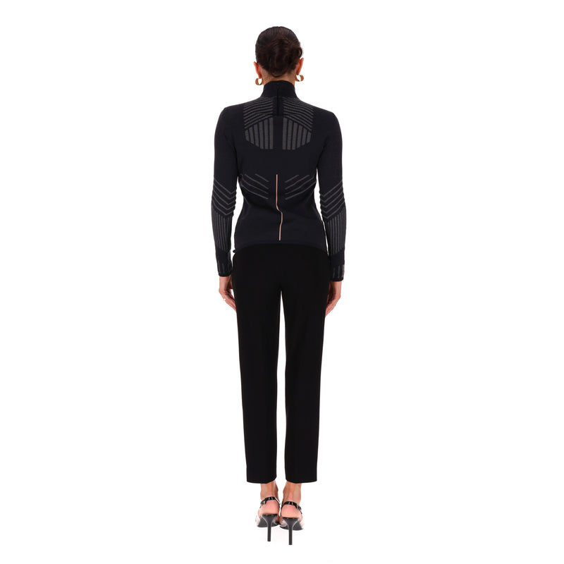 Prada Geometric-Pattern Turtleneck Fitted Top. Size 40IT