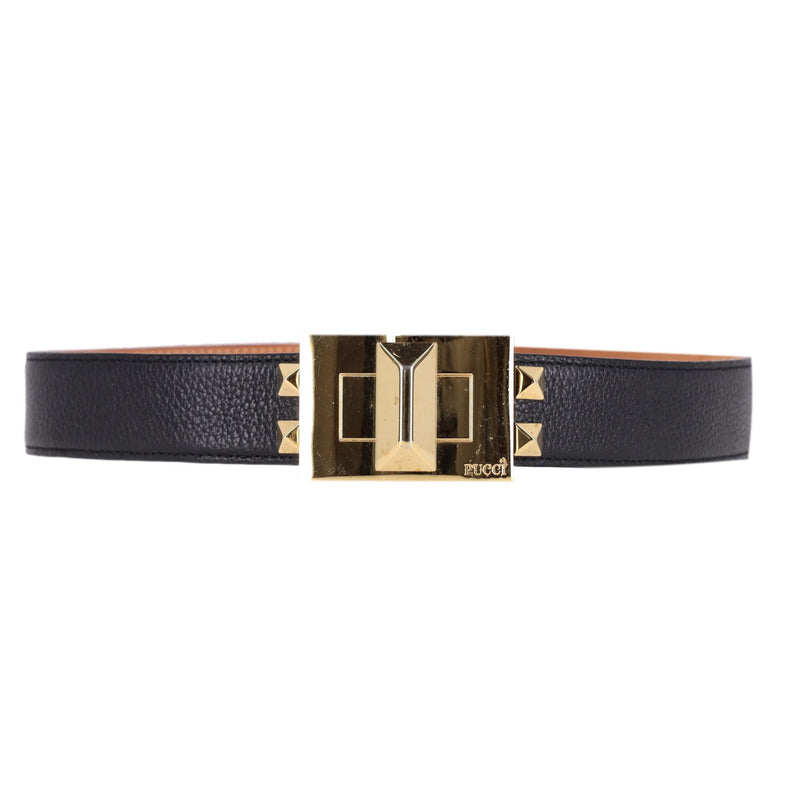 Emilio Pucci Logo Buckle Leather Belt