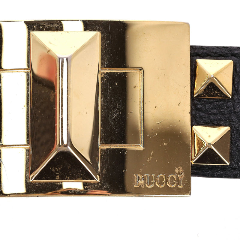 Emilio Pucci Logo Buckle Leather Belt