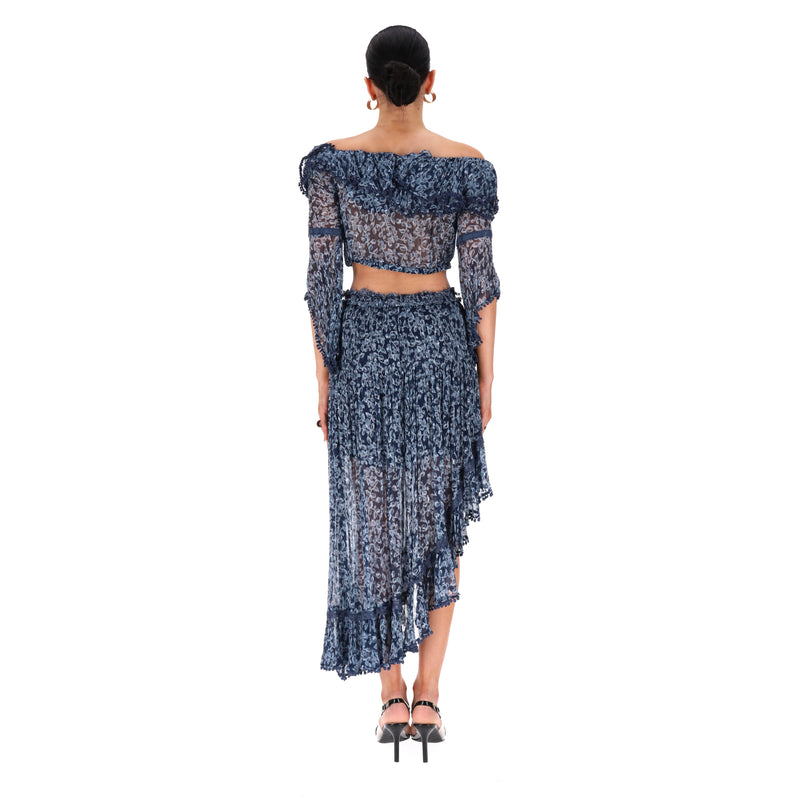 Rahi Cali Off-The-Shoulder Top & Asymmetric Skirt Two-Piece Set. Size S/L