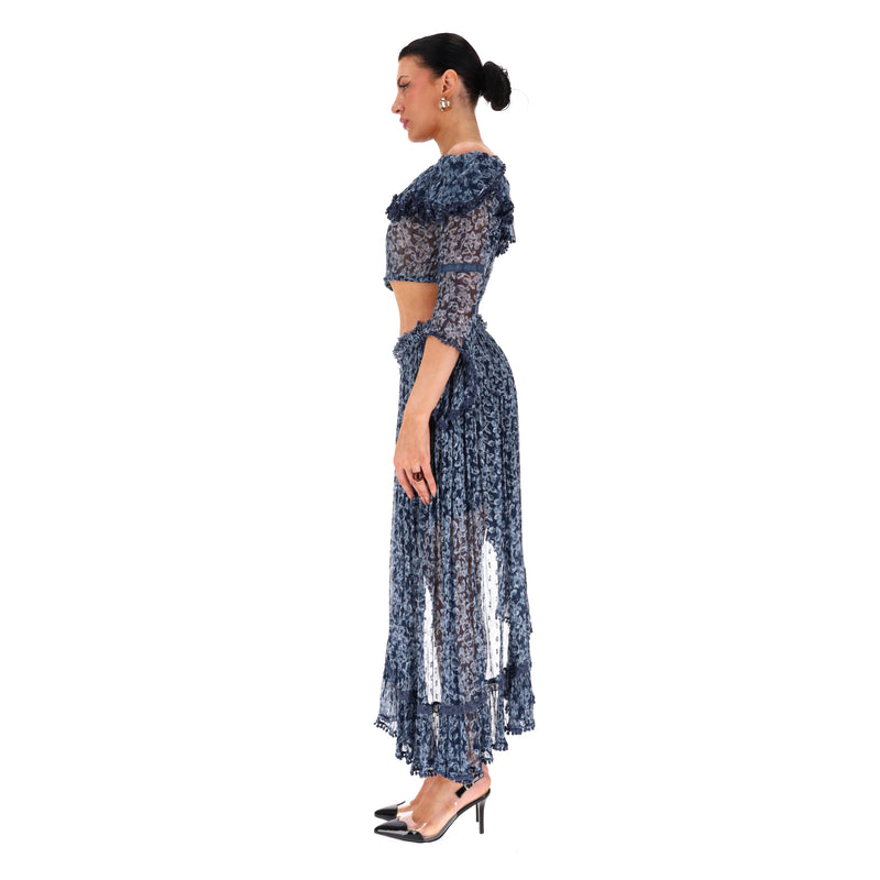 Rahi Cali Off-The-Shoulder Top & Asymmetric Skirt Two-Piece Set. Size S/L