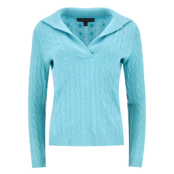 Ralph Lauren Cable Knit V-Neck Cashmere Jumper. Size S