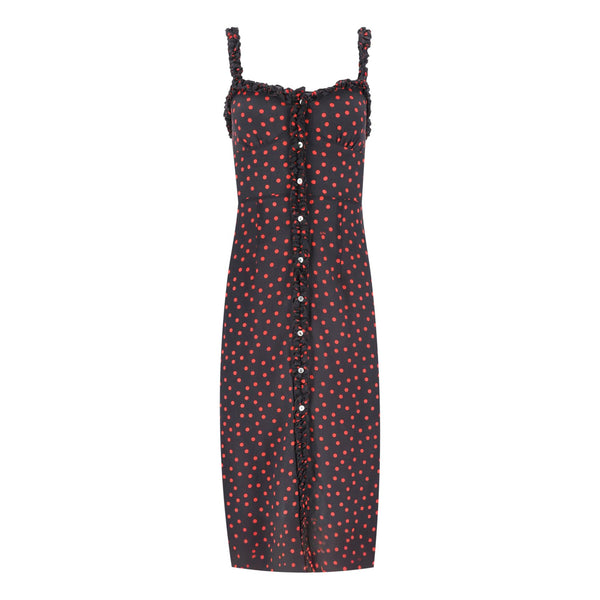 Realisation Polka-Dot Bustier Silk Midi Dress. Size XS – Shush London