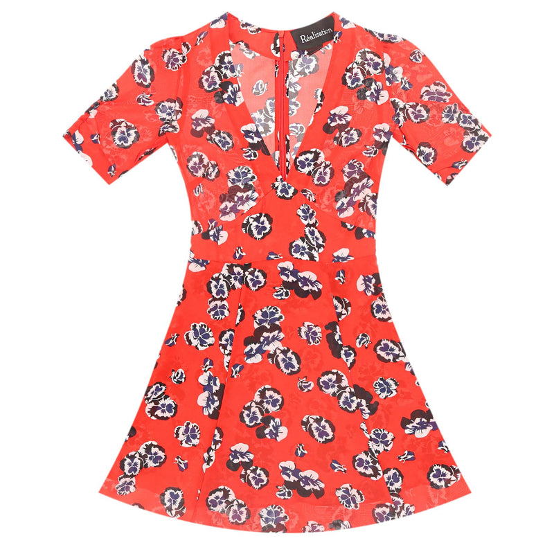 Realisation Floral Print Silk Skater Dress. Size XXS