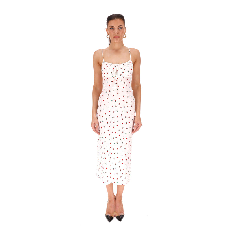 Realisation Strawberry Print Silk Dress. Size XS