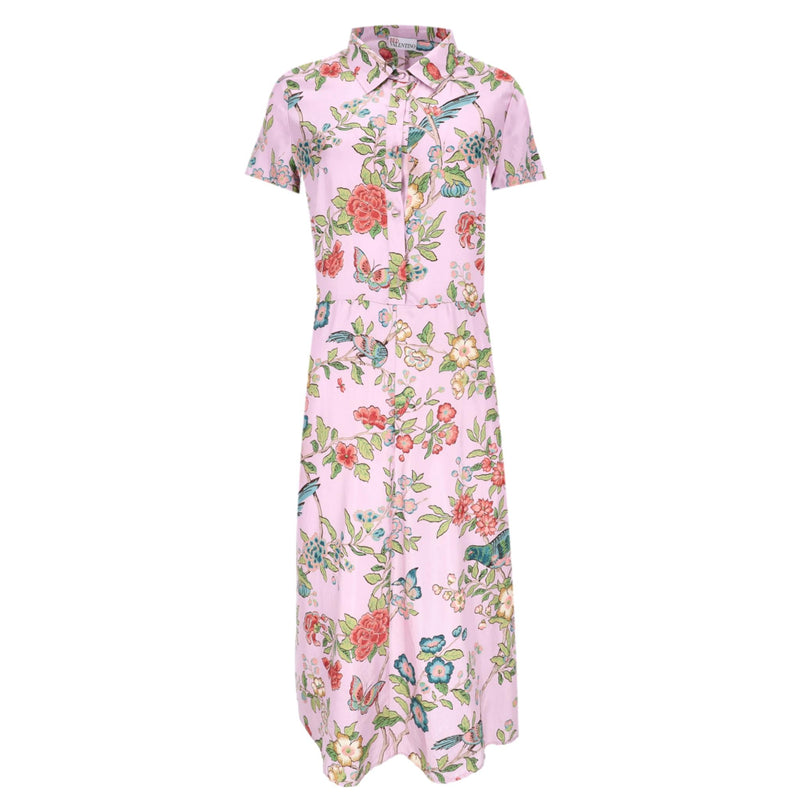 Red Valentino Silk Floral Shirt Dress. Size 48IT
