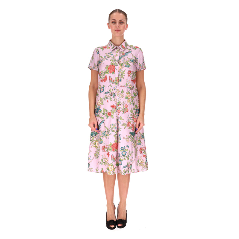 Red Valentino Silk Floral Shirt Dress. Size 48IT