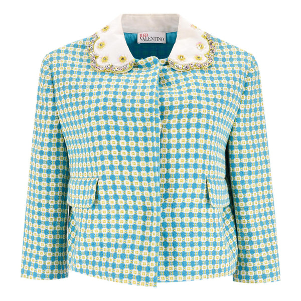 Red Valentino Sequin Embellished Patterned Woven Jacket. Size 40IT