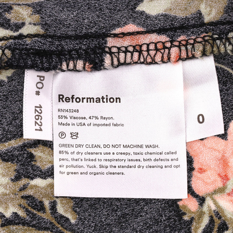 Reformation Floral Print Midi Dress. Size 0