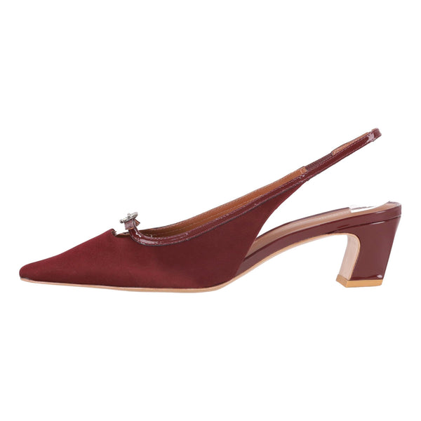 Reformation Suede Slingback Heels With A Crystal Buckle. Size 38-38.5EU