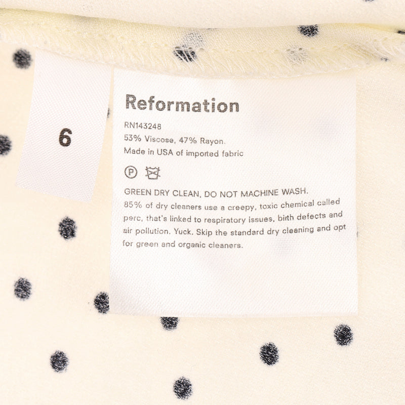 Reformation Polka-Dot Puff Sleeve Mini Dress. Size 6US