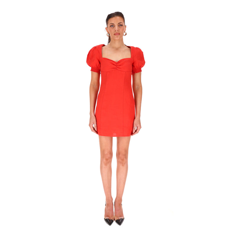 Reformation Puff Sleeve Mini Linen Dress. Size 2US