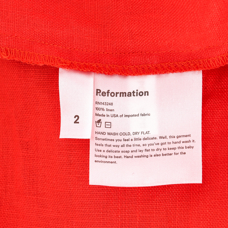 Reformation Puff Sleeve Mini Linen Dress. Size 2US