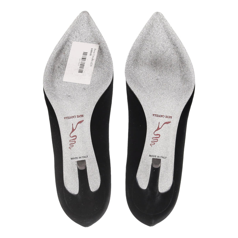 Rene Caovilla Crystal Trim Velvet Heels. Size 36.5