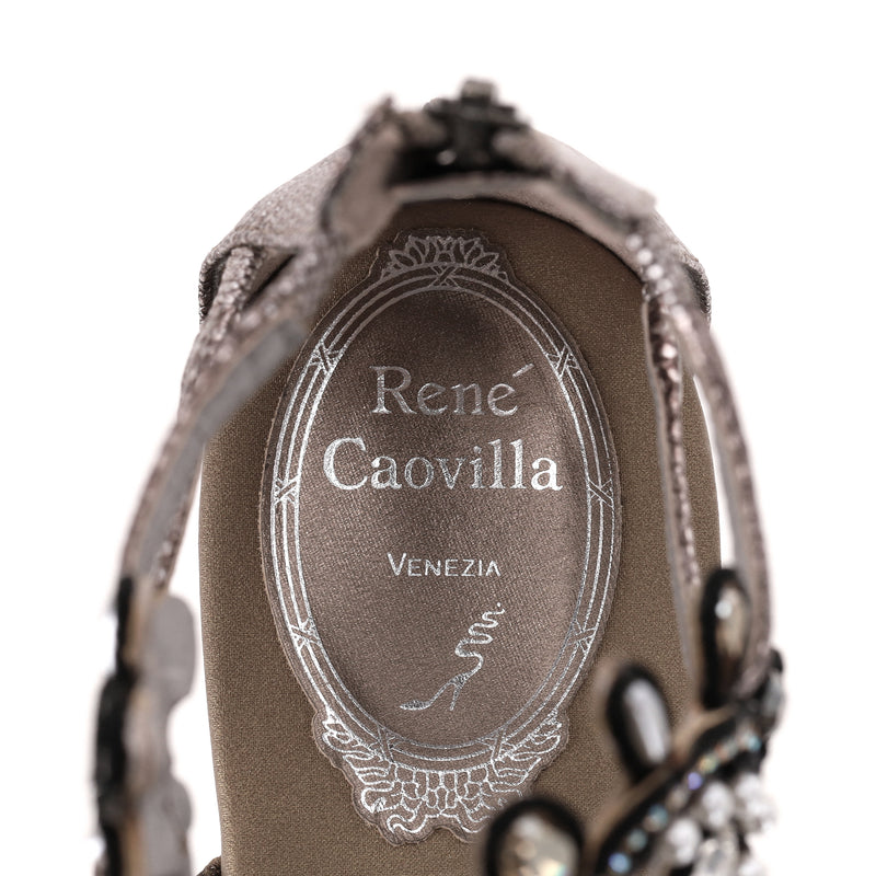 Rene Caovilla Snakeskin & Crystal Thong Sandals. Size 37