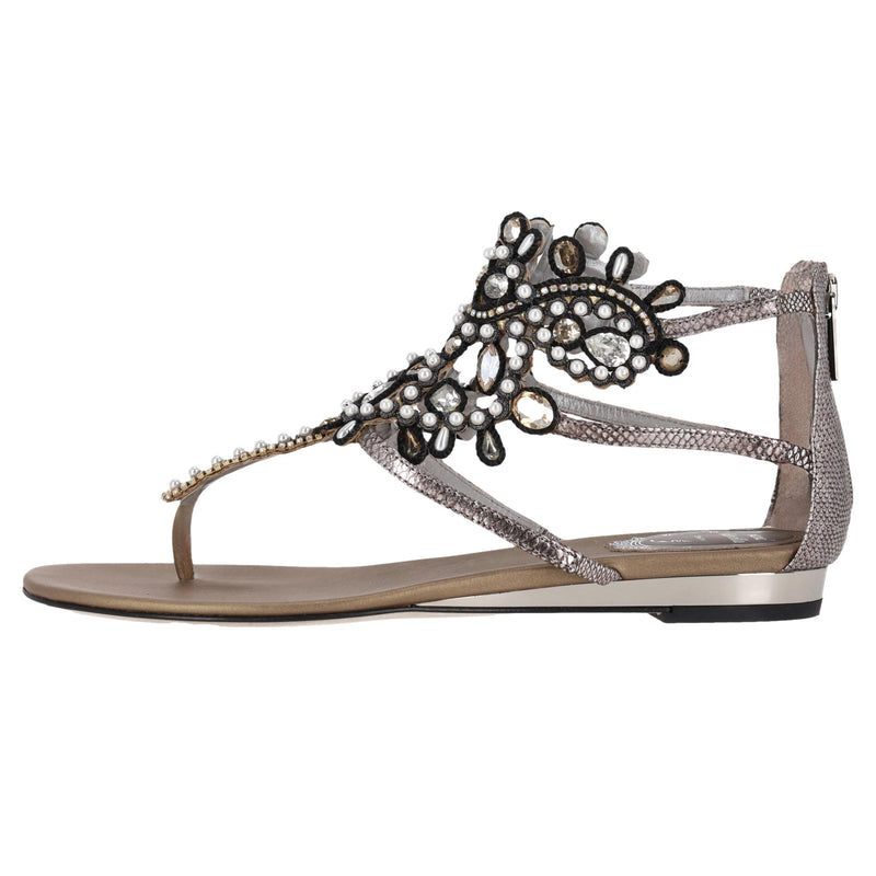 Rene Caovilla Snakeskin & Crystal Thong Sandals. Size 37