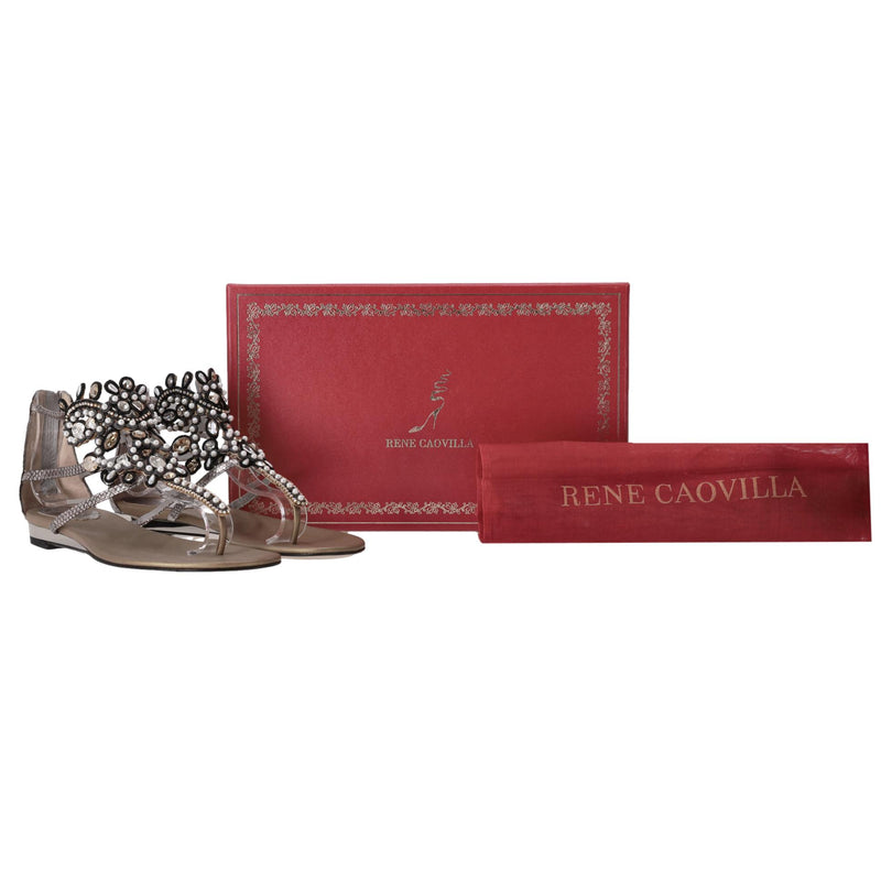 Rene Caovilla Snakeskin & Crystal Thong Sandals. Size 37