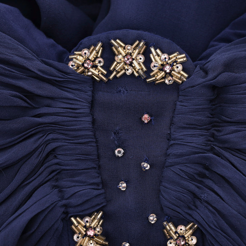 Roberto Cavalli Jewel Embellished Silk Evening Gown. Size 44IT