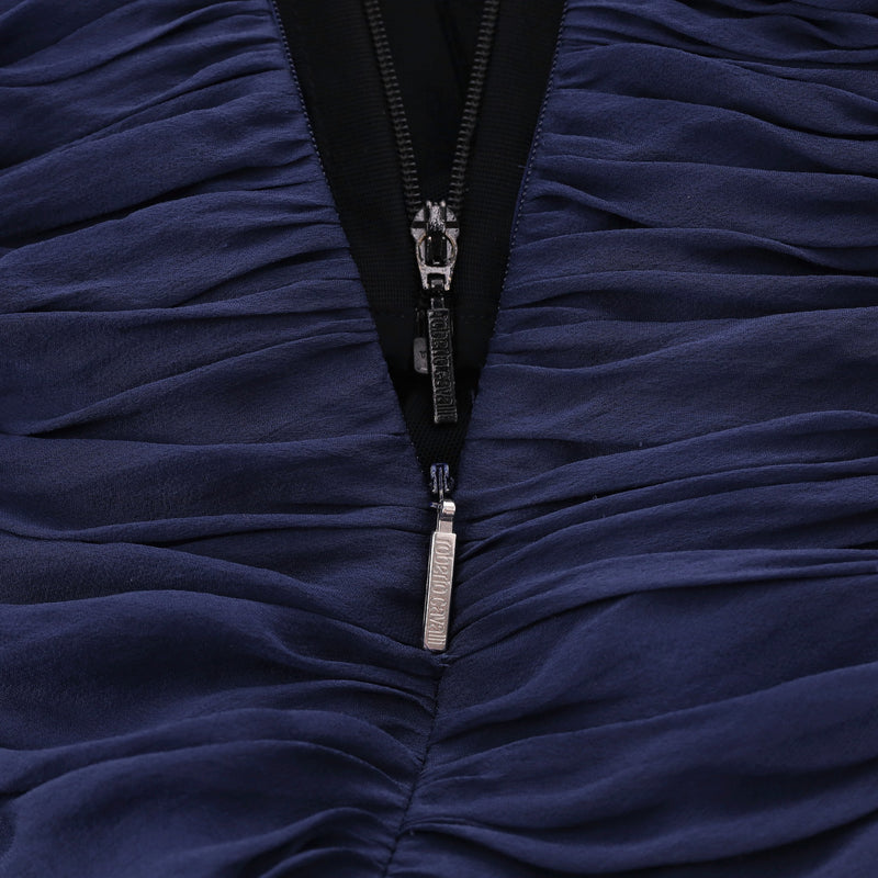 Roberto Cavalli Jewel Embellished Silk Evening Gown. Size 44IT