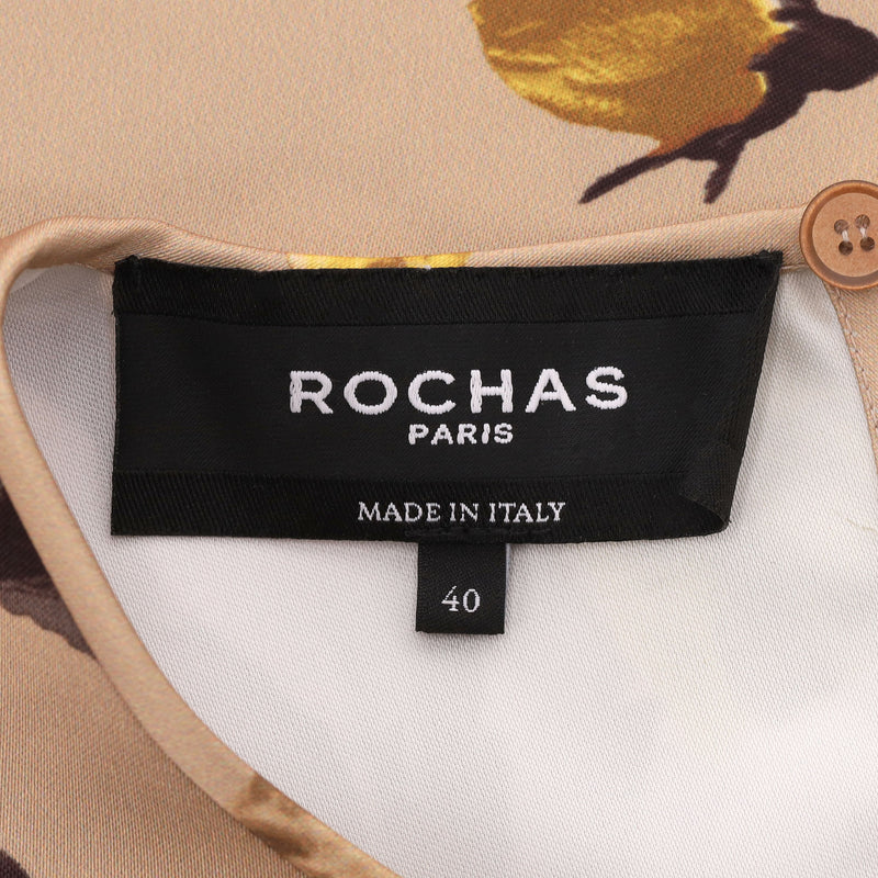 Rochas Rose Print Satin Top. Size 40IT