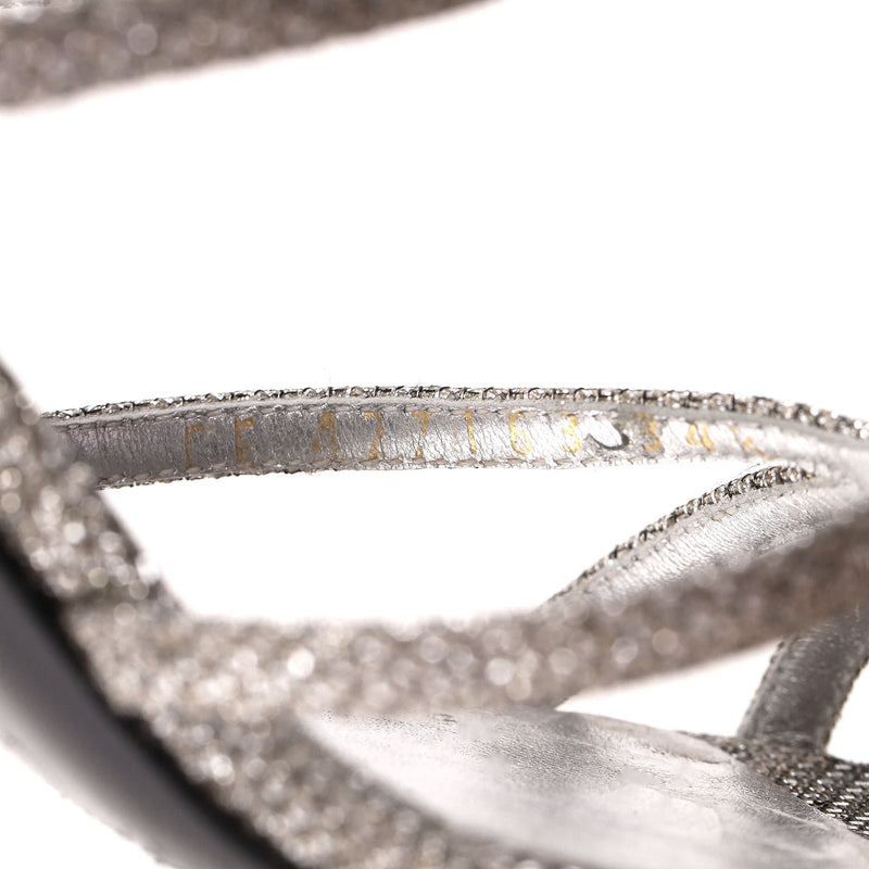 Saint Laurent Glitter Mesh Strappy Sandals. Size 35.5