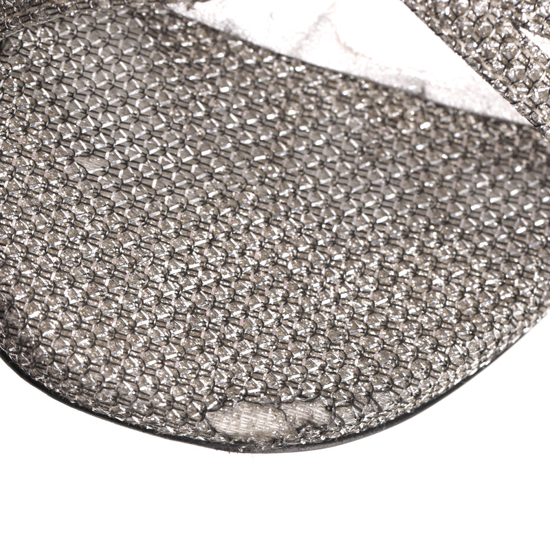 Saint Laurent Glitter Mesh Strappy Sandals. Size 35.5