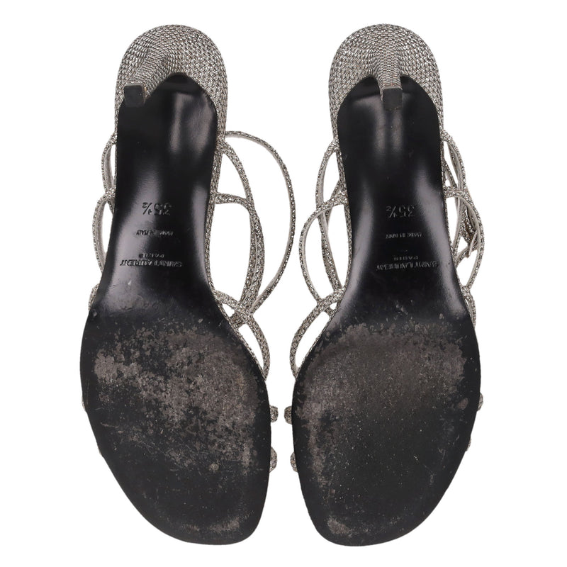 Saint Laurent Glitter Mesh Strappy Sandals. Size 35.5
