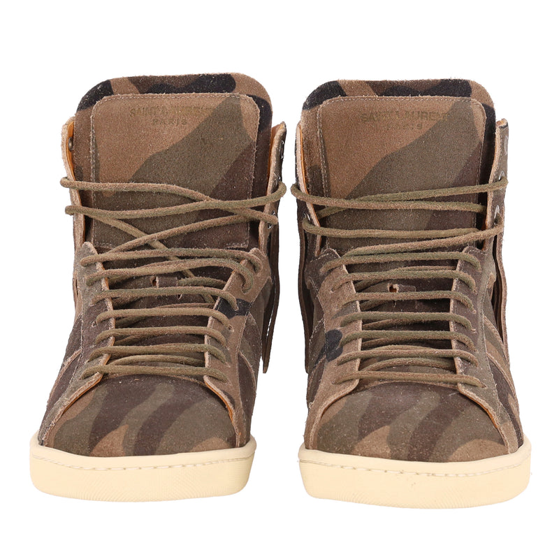 Saint Laurent SL-18 High Top Camouflage Suede Sneakers. Size 40