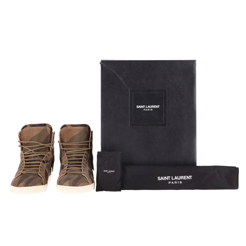 Saint Laurent SL-18 High Top Camouflage Suede Sneakers. Size 40