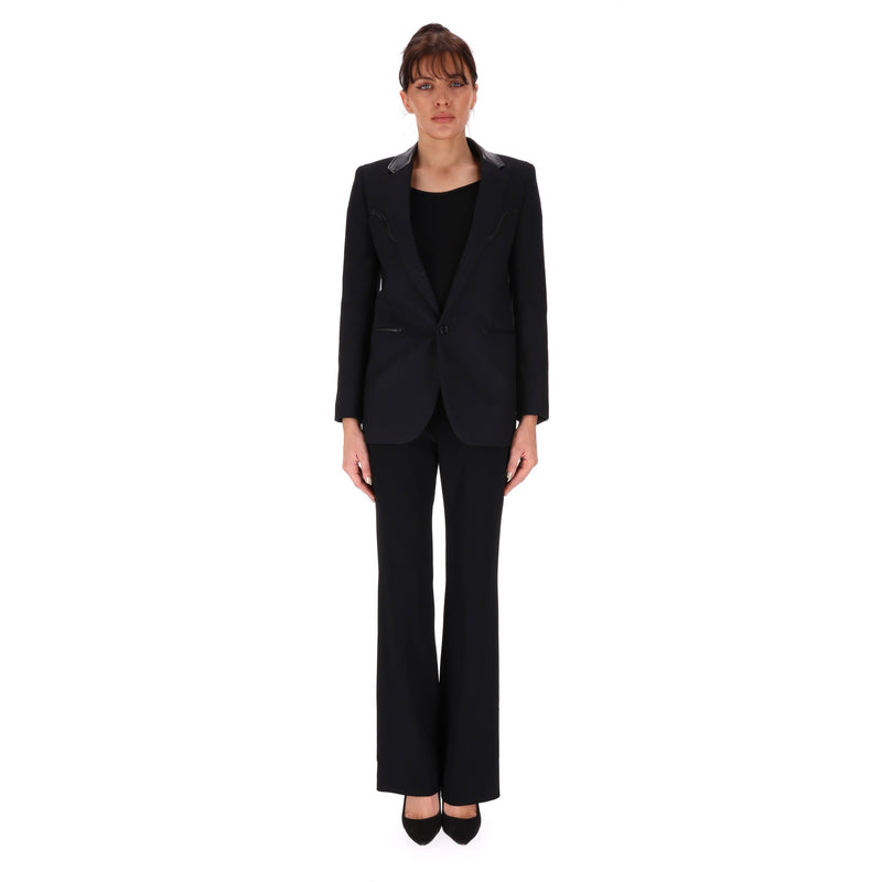 Saint Laurent Wool Jacket With Leather Trims. Size 34FR