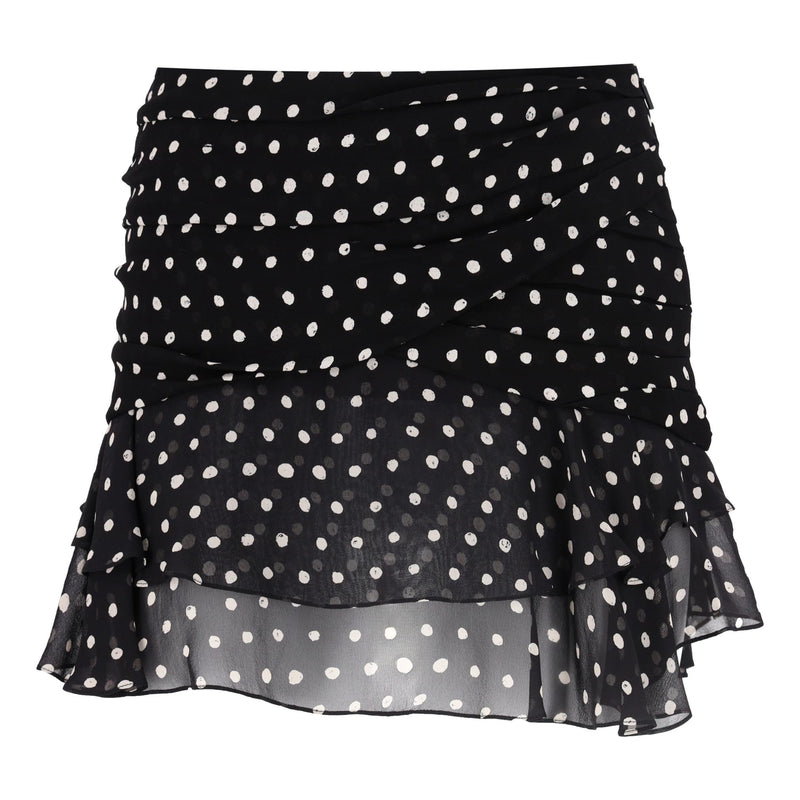 Saint Laurent Silk Blend Polka-Dot Ruffle Mini Dress. Size 36FR