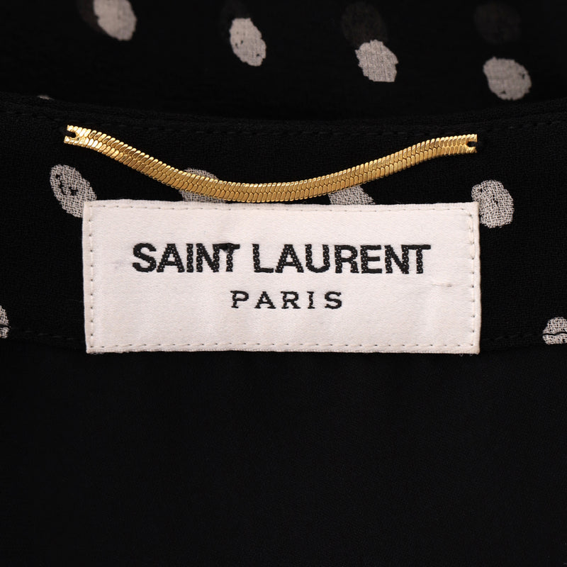 Saint Laurent Silk Blend Polka-Dot Ruffle Mini Dress. Size 36FR
