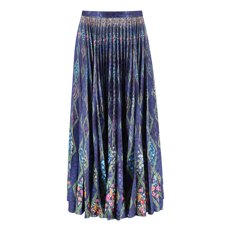 Saloni Pleated Satin Printed Midi Dress. Size 8UK